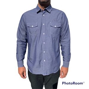 Five-Four XL Blue Denim Colored, Men’s Long Sleeve, Button-Up, Collared …